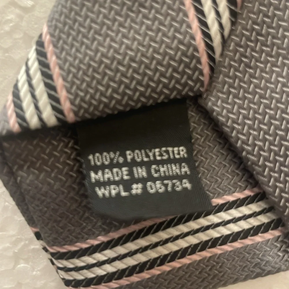 Y2K Dupont Teflon Gray white pink Stripe boys clip on Tie ready to wear no tying